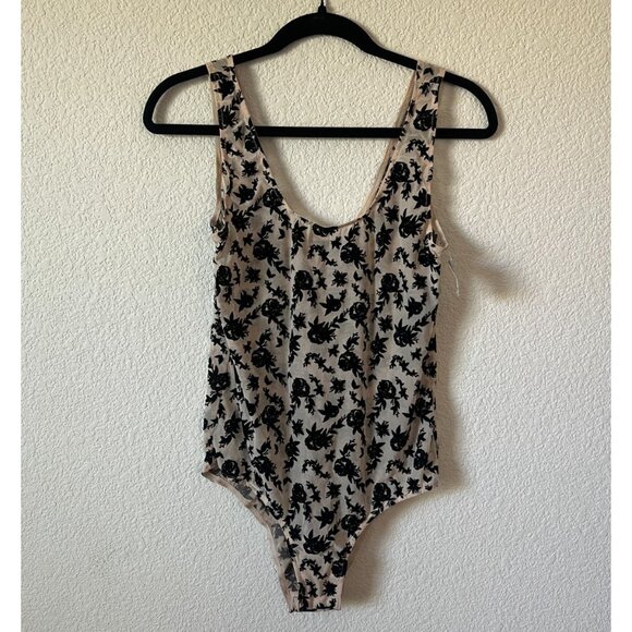 NWT| INC International Concepts Sheer Velvet Floral Bodysuit Size L - Picture 2 of 7